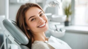 Smiling cosmetic dentistry patient with perfect teeth