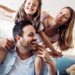 young family playing around